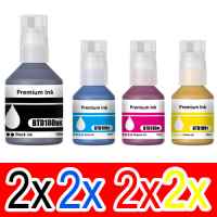 8 Pack Compatible Brother BTD180 Ink Bottle Set (2BK,2C,2M,2Y)