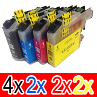 10 Pack Compatible Brother LC-233 Ink Cartridge Set (4BK,2C,2M,2Y)