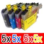 20 Pack Compatible Brother LC-233 Ink Cartridge Set (5BK,5C,5M,5Y)