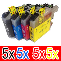 20 Pack Compatible Brother LC-233 Ink Cartridge Set (5BK,5C,5M,5Y)