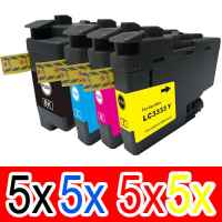 20 Pack Compatible Brother LC-3333 Ink Cartridge Set (5BK,5C,5M,5Y)