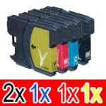 5 Pack Compatible Brother LC-38 Ink Cartridge Set (2BK,1C,1M,1Y)