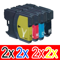 8 Pack Compatible Brother LC-38 Ink Cartridge Set (2BK,2C,2M,2Y)