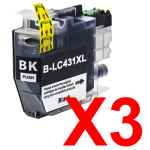3 x Compatible Brother LC-431XL Black Ink Cartridge LC-431XLBK