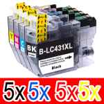 20 Pack Compatible Brother LC-431XL Ink Cartridge Set (5BK,5C,5M,5Y)
