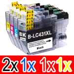 5 Pack Compatible Brother LC-431XL Ink Cartridge Set (2BK,1C,1M,1Y)