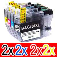 8 Pack Compatible Brother LC-431XL Ink Cartridge Set (2BK,2C,2M,2Y)