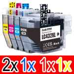 5 Pack Compatible Brother LC-432XL Ink Cartridge Set (2BK,1C,1M,1Y)