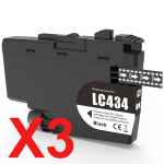 3 x Compatible Brother LC-434 Black Ink Cartridge LC-434BK