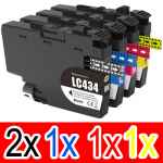 5 Pack Compatible Brother LC-434 Ink Cartridge Set (2BK,1C,1M,1Y)
