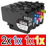 5 Pack Compatible Brother LC-436 Ink Cartridge Set (2BK,1C,1M,1Y)