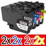 8 Pack Compatible Brother LC-436 Ink Cartridge Set (2BK,2C,2M,2Y)
