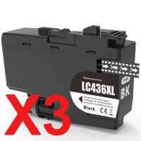 3 x Compatible Brother LC-436XL Black Ink Cartridge LC-436XLBK