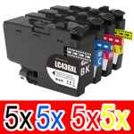 20 Pack Compatible Brother LC-436XL Ink Cartridge Set (5BK,5C,5M,5Y)