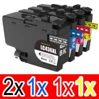 5 Pack Compatible Brother LC-436XL Ink Cartridge Set (2BK,1C,1M,1Y)