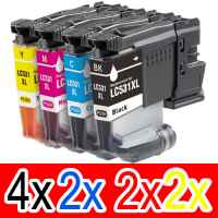 10 Pack Compatible Brother LC-531XL Ink Cartridge Set (4BK,2C,2M,2Y)