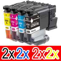 8 Pack Compatible Brother LC-531XL Ink Cartridge Set (2BK,2C,2M,2Y)