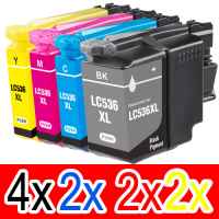10 Pack Compatible Brother LC-536XL Ink Cartridge Set (4BK,2C,2M,2Y)