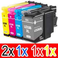 5 Pack Compatible Brother LC-536XL Ink Cartridge Set (2BK,1C,1M,1Y)