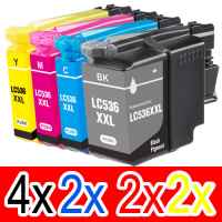 10 Pack Compatible Brother LC-536XXL Ink Cartridge Set (4BK,2C,2M,2Y)
