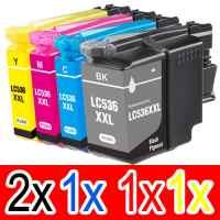 5 Pack Compatible Brother LC-536XXL Ink Cartridge Set (2BK,1C,1M,1Y)