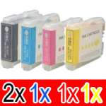 5 Pack Compatible Brother LC-57 Ink Cartridge Set (2BK,1C,1M,1Y)