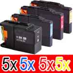 20 Pack Compatible Brother LC-73 Ink Cartridge Set (5BK,5C,5M,5Y)