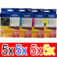 20 Pack Genuine Brother LC-131 Ink Cartridge Set (5BK,5C,5M,5Y)