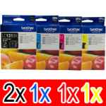 5 Pack Genuine Brother LC-131 Ink Cartridge Set (2BK,1C,1M,1Y)