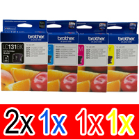 5 Pack Genuine Brother LC-131 Ink Cartridge Set (2BK,1C,1M,1Y)