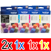 5 Pack Genuine Brother LC-133 Ink Cartridge Set (2BK,1C,1M,1Y)