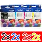 8 Pack Genuine Brother LC-133 Ink Cartridge Set (2BK,2C,2M,2Y)