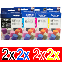 8 Pack Genuine Brother LC-133 Ink Cartridge Set (2BK,2C,2M,2Y)