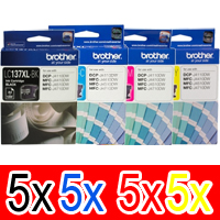 20 Pack Genuine Brother LC-137XL LC-135XL Ink Cartridge Set (5BK,5C,5M,5Y)