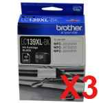 3 x Genuine Brother LC-139XL Black Ink Cartridge LC-139XLBK