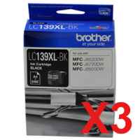 3 x Genuine Brother LC-139XL Black Ink Cartridge LC-139XLBK