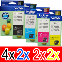 10 Pack Genuine Brother LC-231 Ink Cartridge Set (4BK,2C,2M,2Y)