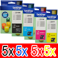 20 Pack Genuine Brother LC-231 Ink Cartridge Set (5BK,5C,5M,5Y)