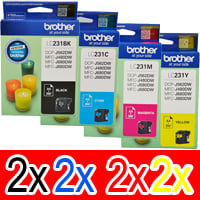 8 Pack Genuine Brother LC-231 Ink Cartridge Set (2BK,2C,2M,2Y)