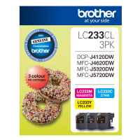 1 x Genuine Brother LC-233 C/M/Y Ink Cartridge Colour Pack LC-233CL3PK