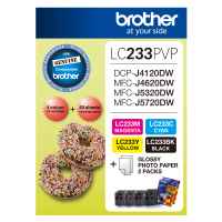 1 x Genuine Brother LC-233 B/C/M/Y Ink Cartridge Photo Value Pack LC-233PVP