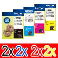 8 Pack Genuine Brother LC-233 Ink Cartridge Set (2BK,2C,2M,2Y)