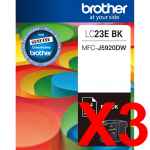 3 x Genuine Brother LC-23E Black Ink Cartridge LC-23EBK