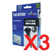 3 x Genuine Brother LC-37 Black Ink Cartridge LC-37BK