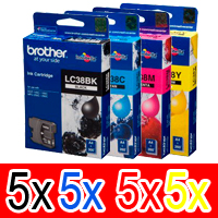 20 Pack Genuine Brother LC-38 Ink Cartridge Set (5BK,5C,5M,5Y)