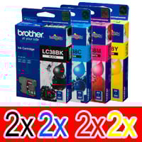8 Pack Genuine Brother LC-38 Ink Cartridge Set (2BK,2C,2M,2Y)