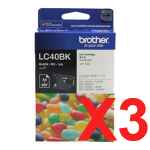 3 x Genuine Brother LC-40 Black Ink Cartridge LC-40BK