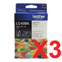 3 x Genuine Brother LC-40 Black Ink Cartridge LC-40BK