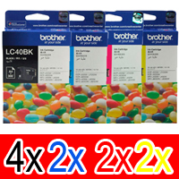 10 Pack Genuine Brother LC-40 Ink Cartridge Set (4BK,2C,2M,2Y)