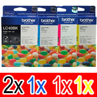 5 Pack Genuine Brother LC-40 Ink Cartridge Set (2BK,1C,1M,1Y)